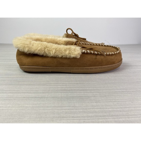 Hush Puppies Tan Suede Moccasins Fur Lined Loafer Slippers Women's Size‎ 10 - Picture 4 of 8